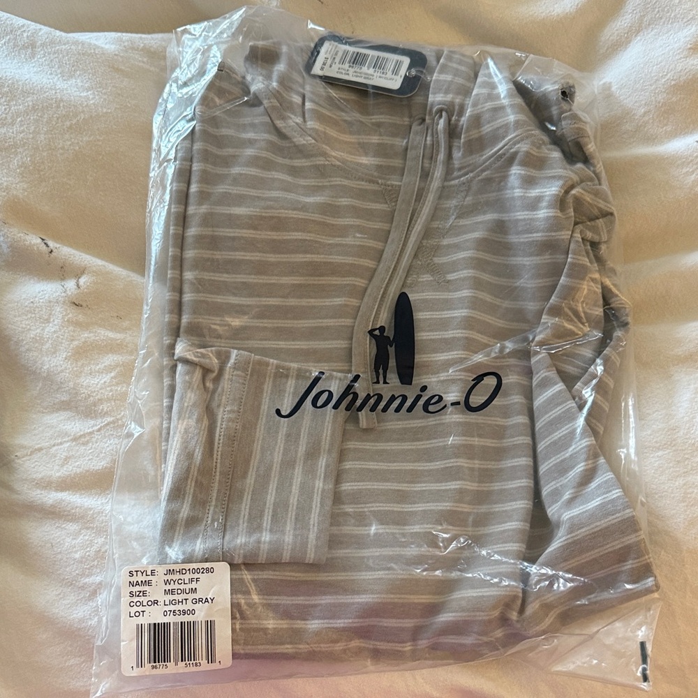 Johnnie-O Light Gray Striped Quarter-Zip